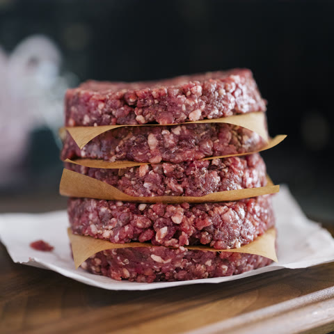 Our freshly shaped beef patties
